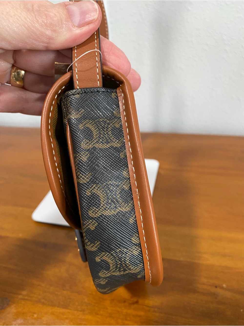 Small Brown Leather-Trim Crossbody Bag - Picture 4 of 14